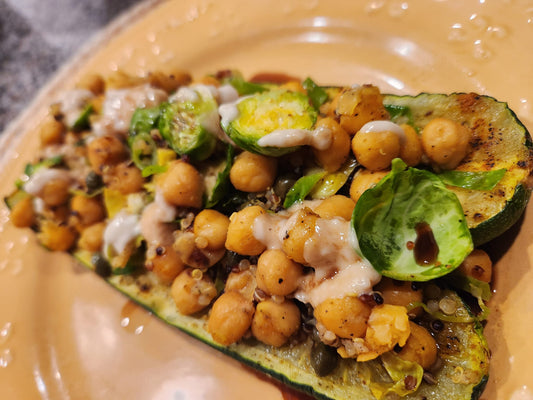 CHICKPEA STUFFED ZUCCHINI BOATS- DIGITAL RECIPE CARD